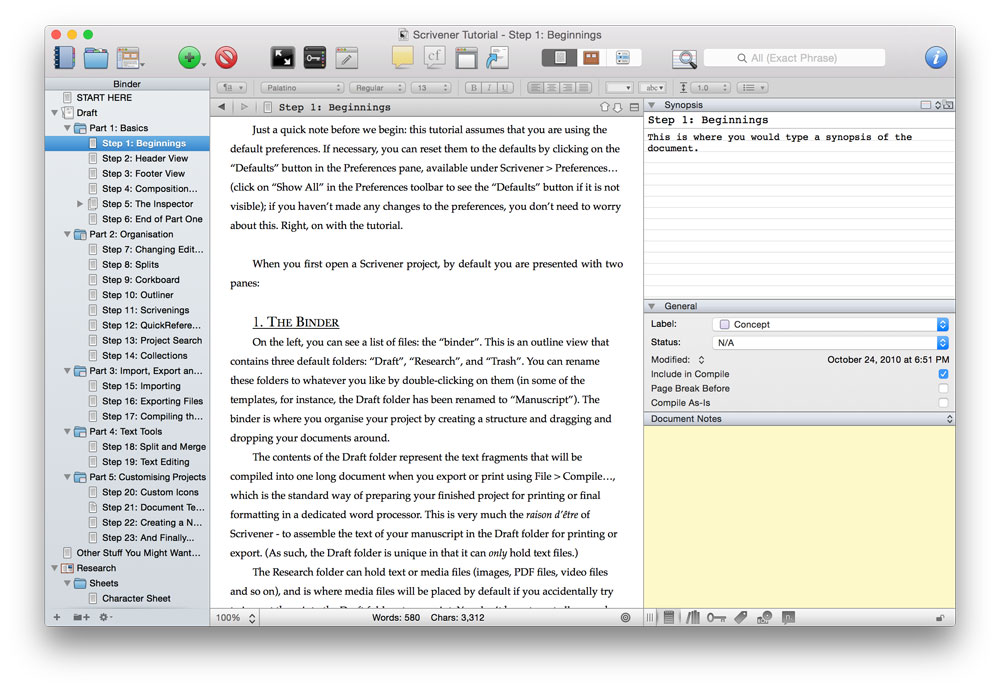 Mac novel writing app